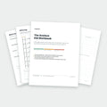 The Anxious Kid Workbook — printed pages fanned out, showing the cover, a brave ladder and grounding pages