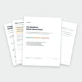 The Bedtime Wind-Down Pack — printed pages fanned out, showing the cover, a routine chart and wind-down scripts
